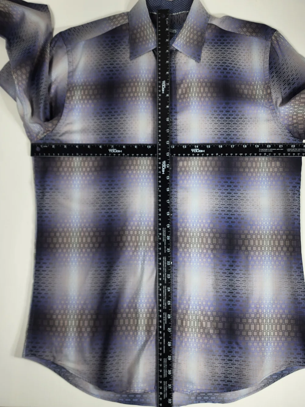 Tailored Fit Geometric Dress Shirt - Blue Gray